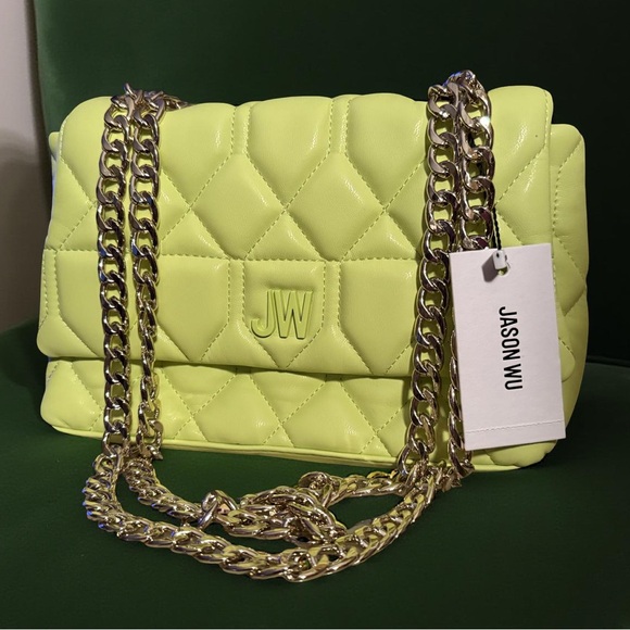 Jason Wu NWT Stunning Wild Lime Quilted Gold Tone Chunky Chain Strap Bag (P135) - Picture 12 of 12